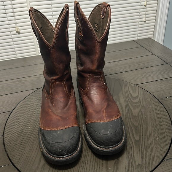 Justin Original Men’s Work Boots Warhawk Pull On, WaterProof, Comp Toe, Chesnut - Picture 1 of 4